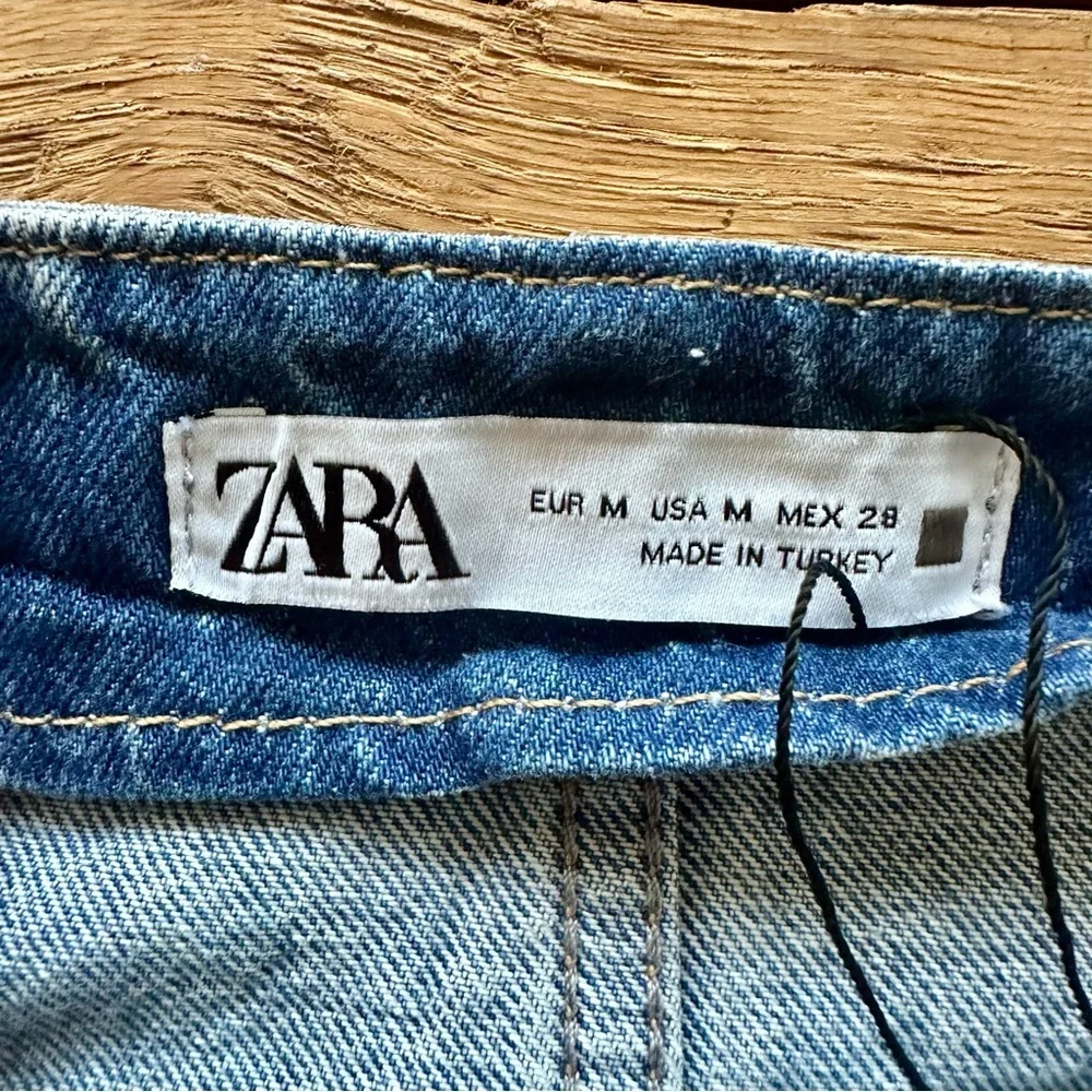 Zara Indigo Denim Maxi Pencil Skirt with Off Center Split Size Medium